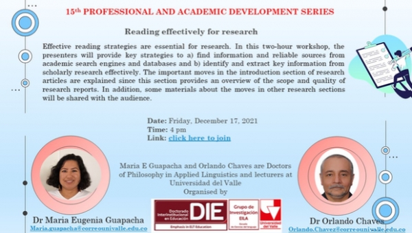 15&deg; sesi&oacute;n del "Professional and Academic Development Series"