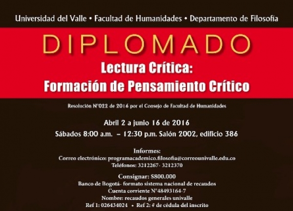 Diplomado Lectura Cr&iacute;tica: Desarrollo del pensamiento cr&iacute;tico